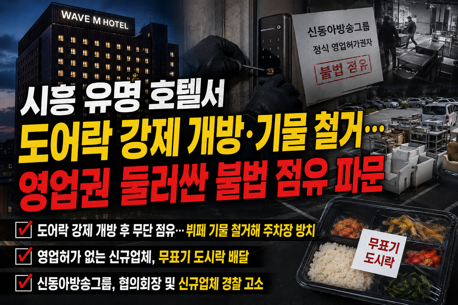 시흥 유명 호텔서 도어락 강제 개방·기물 철거… 영업권 둘러싼 불법 점유 파문